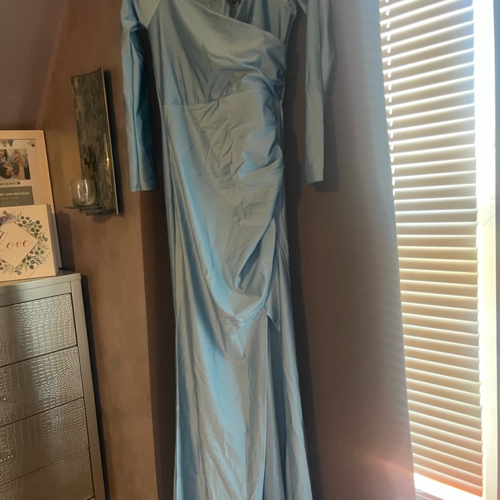 Elegant Blue Long Sleeve Dress